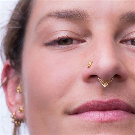 K Solid Gold Septum Ring V Shaped Septum Ring Triangle Etsy