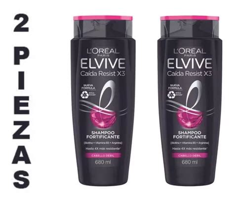 Shampoo Loréal Elvive Caída Resist X3 Cabello Débil 2 Meses Sin Interés