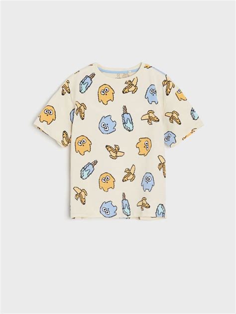 T Shirt Mit Print Farbe Creme Sinsay Zf801 01x