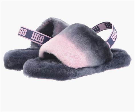 UGG Fluff Yeah Gradient Ombré Real Fur Slides/Sz:K:6/W:8/NWT