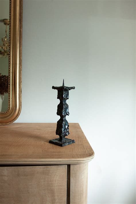 S Cast Iron Brutalist Candleholder Zwei Design