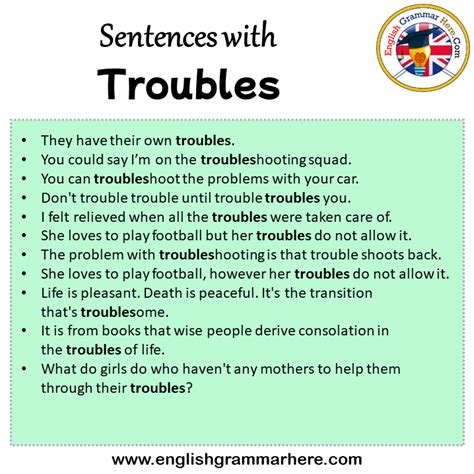 Sentences With Troubles Troubles In A Sentence In English Sentences