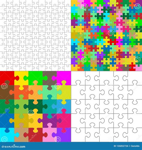 Vector Jigsaw Puzzle Pieces Arranged In A Square Stock Illustration