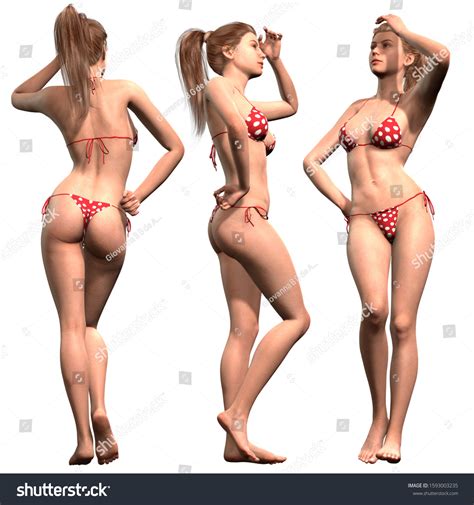 3d Render Sexy Girl Bikini 3d Stock Illustration 1593003235 Shutterstock