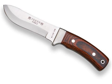 CUCHILLO DE MONTE JOKER OSO ENTERIZO MANGO MADERA ROJA HOJA DE 12 CM