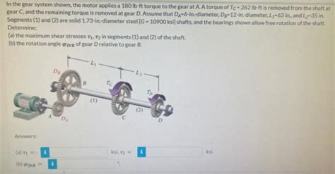 Solved In the gear system shown, the motor applies a | Chegg.com