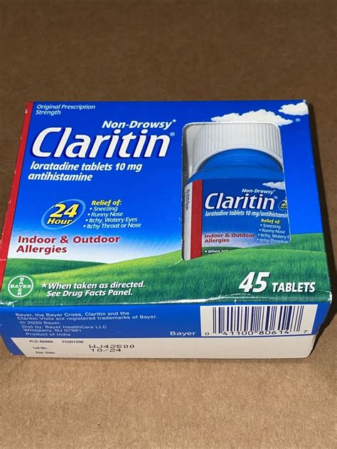 Claritin 24 Hour Non Drowsy Allergy Relief 45 Tablets Exp 1024