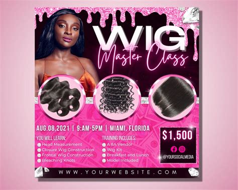 Wig Class Flyer Diy Flyer Template Design Hair Flyer Wig Etsy