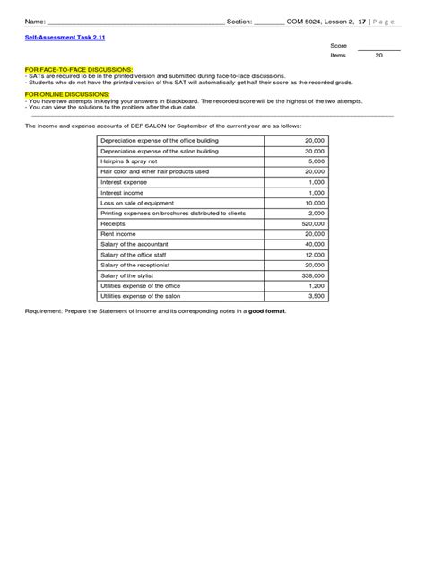 Statement Of Income Sat Notes Removed Pdf Debits And Credits Expense