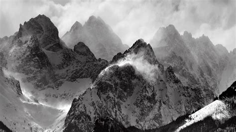 Hintergrundbilder : Berge, einfarbig, Rock, Natur, Schnee, Wolken ...