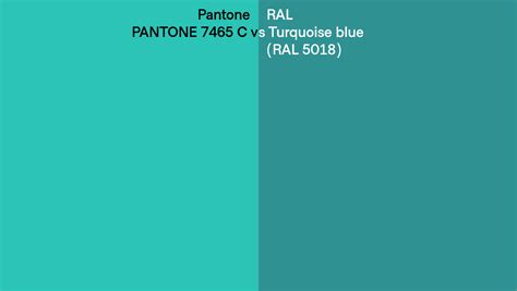 Pantone 7465 C Vs RAL Turquoise Blue RAL 5018 Side By Side Comparison