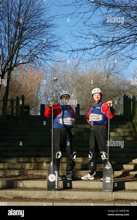 Tees Barrage Stockton On Tees UK Sisters Jess And And Sarah Jane