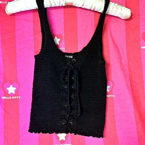 Emo Hot Topic Corset Lace Up Cami Super Stretchy Depop