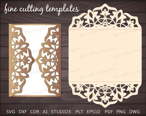 Wedding Invitation 5x7 card template for cutting. Cutout paper | Etsy