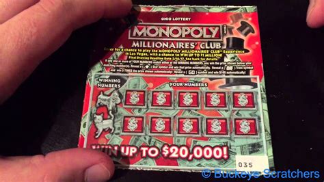 2x Monopoly Millionaires Club 2 Ohio Lottery Instant Tickets Youtube