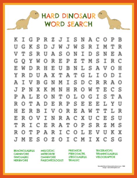 Free Printable Dinosaur Word Searches Easy And Challenging