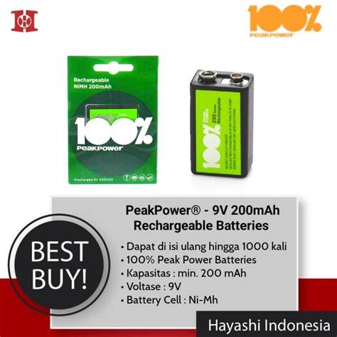 Jual Baterai 9v 200mah Peak Power Original Shopee Indonesia