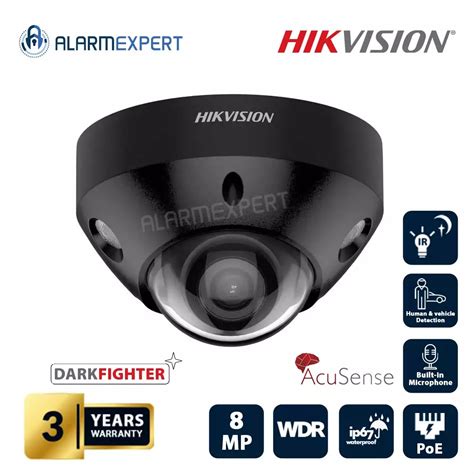 Hikvision DS 2CD2586G2 IS 8 MP AcuSense Mini Dome IP Camera Black