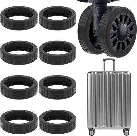 Ouligay 8pcs Luggage Suitcase Wheels Cover Black Spinner Wheels Luggage Sets Wear Resistant