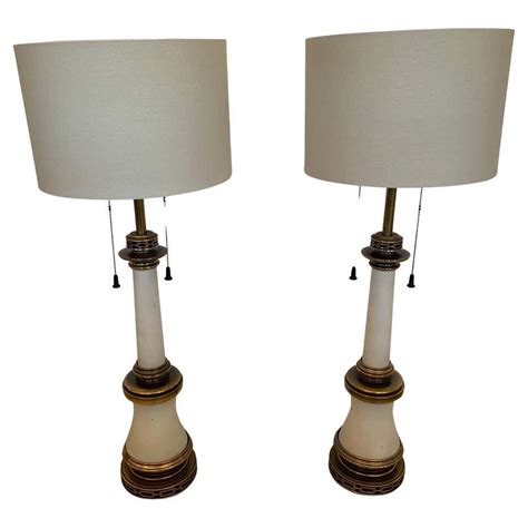 Pair Tall Stiffel Brass And White Porcelain Lamps For Sale At 1stdibs Stiffel Lamps Stiffel