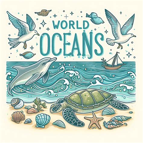 Premium Photo | A drawing of a sea world that says world oceans