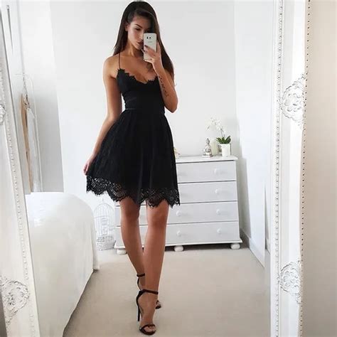 Buy Backless Spaghetti Strap Sexy Lace Dress Women