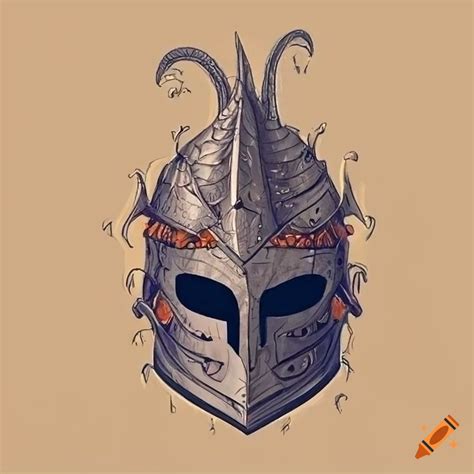 Hand Drawn Fantasy Dragon Knight Helmet On Craiyon