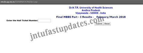 Dr NTR University Final MBBS Part I Results Released Feb March 2018