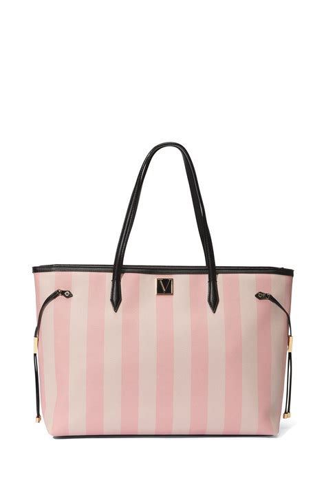 Womens Victorias Secret Victoria Carryall Tote Bag Pink Victoria Secret Tote Bags Striped