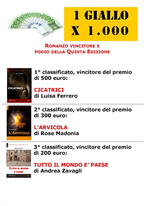 Ecco I Vincitori Della Quinta Edizione Del Premio 1 Giallo X 1 000Il