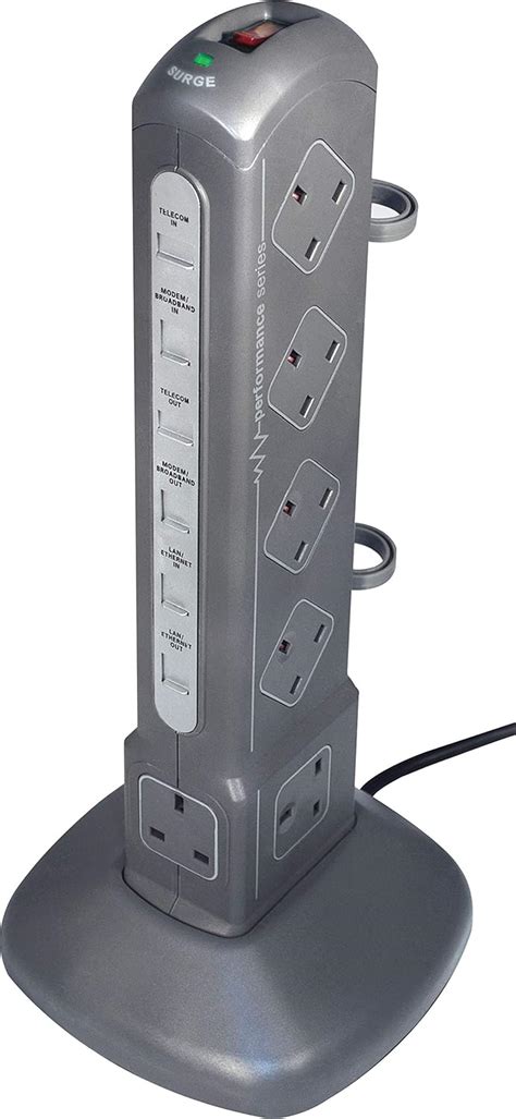 Masterplug Twelve Socket Surge Protected Telecom Tower Extension Lead