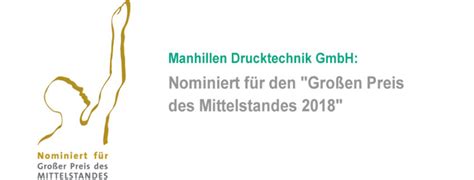 Druckspezialdienstleister nominiert Großer Preis des Mittelstandes 2018