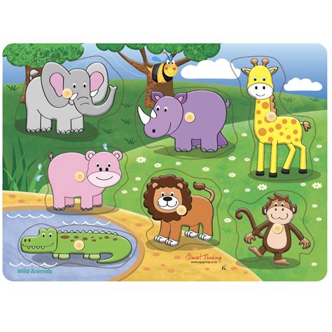 Wild Animals Peg Puzzle 7pc Rgs Group