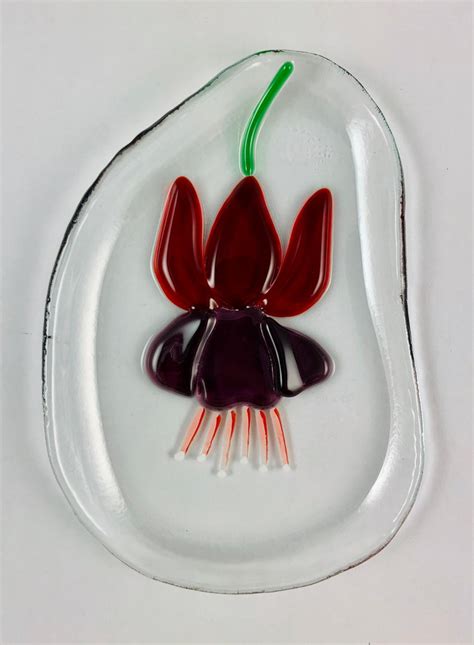 Fuschia Fused Glass Tea Bag Catcher Dish Etsy