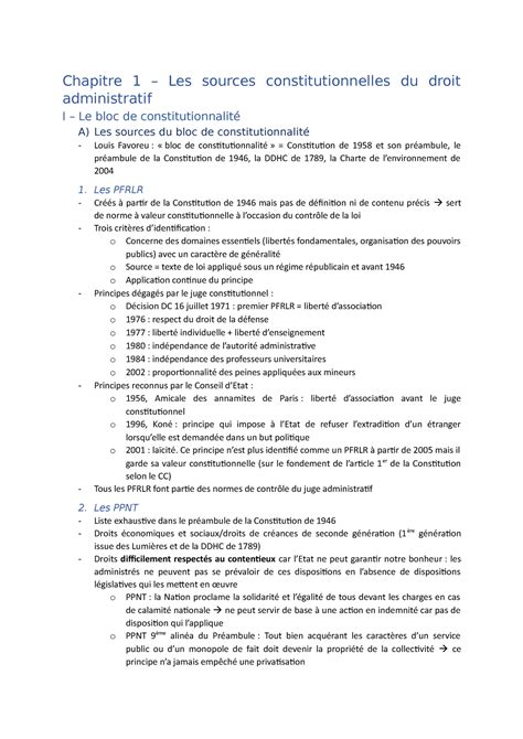 Fiches Partie Chapitre Les Sources Constitutionnelles Du Droit