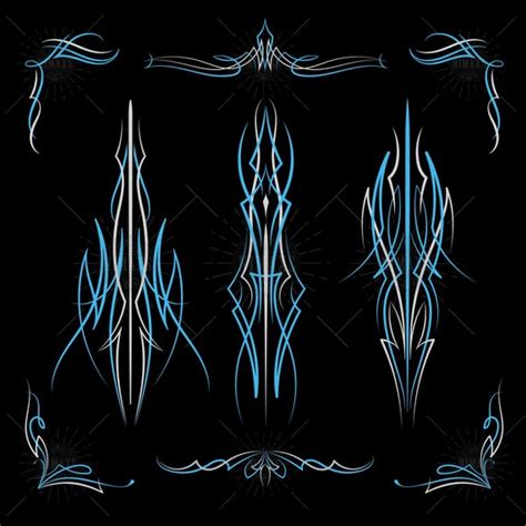 Set Blue Pinstriping Svg Pinstriping Vintage Art Hot Rod Etsy