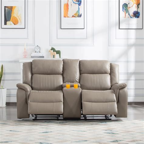 72'' Manual Reclining Loveseat with Console, Cup Holders, Gray ...