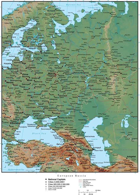 European Russia Terrain map in Adobe Illustrator vector format with ...