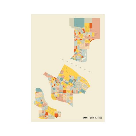 University Of Minnesota Twin Cities Campus Map Fine Art Giclée Print Museum Quality Etsy