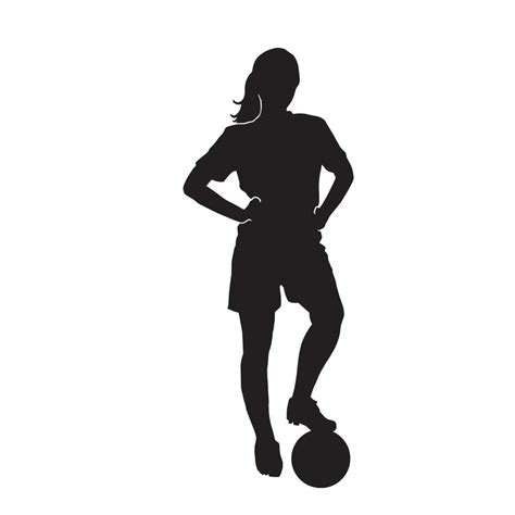 Female Football Athlete Vector Silhouette On White Background