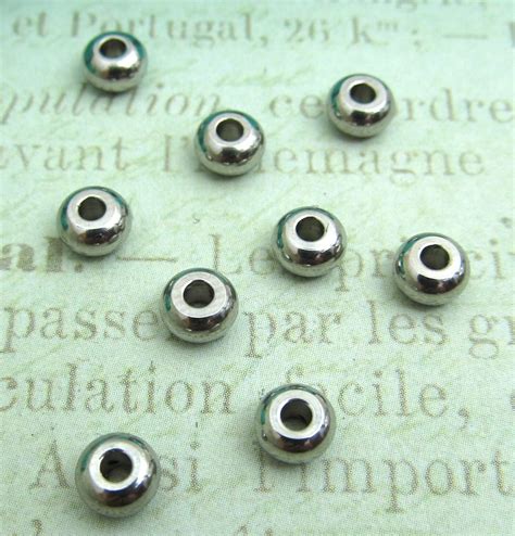 5mm Bead Stainless Steel Bead Set Of 10 Findings 5x3mm Etsy