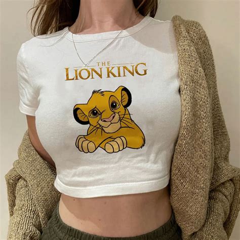 Funny 90s Disney The Lion King Crop Top T Shirt Cropped Harajuku T