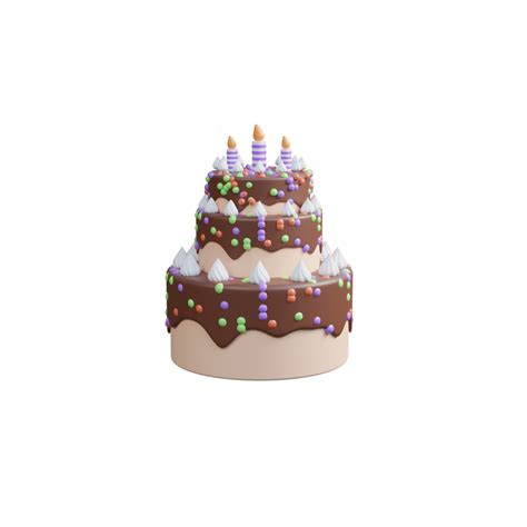 3d Birthday Cake Rendering Icon Or 3d Happy Birthday Cake With