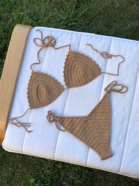 Knit Swimsuit Crochet Bikini Set Cotton Swimsuit Etsy