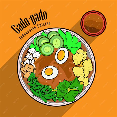 Premium Vector Indonesian Food Called Gado Gado Illustration