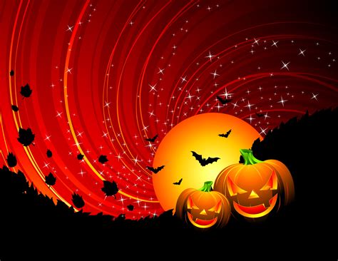 Vector Illustration On A Halloween Theme With Pumpkins Vector