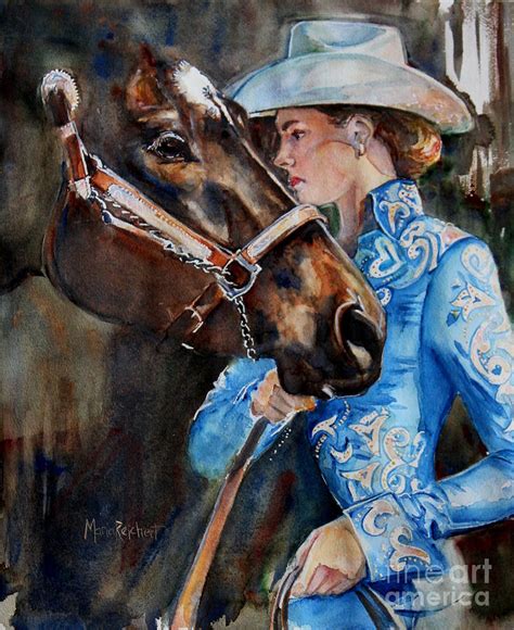 Black Horse And Cowgirl Painting By Maria Reichert Fine Art America