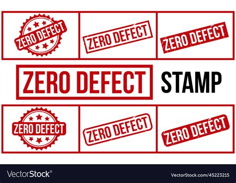 Zero Defect Rubber Stamp Set Royalty Free Vector Image