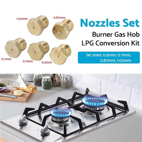 5x Burner Gas Hob Lpg Conversion Kit Jets Nozzles Propane Injectors 70 87 70 50 102 Cooker Hobs