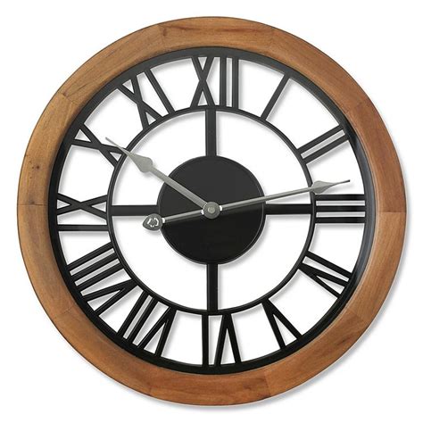 Westclox 15 Inch Round Wood Open Roman Numerals Wall Clock In Brown Bed Bath And Beyond Wall